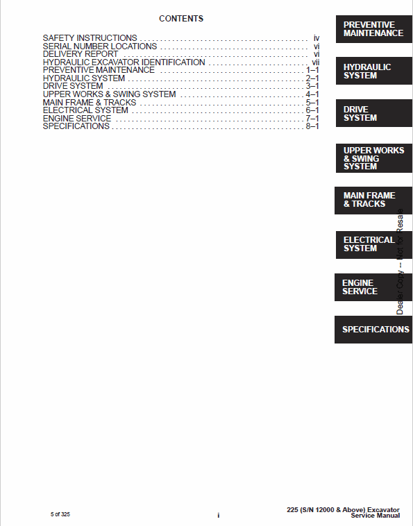 Bobcat X225 Excavator Service Manual Workshop Guide