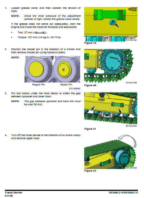 Doosan DX340LC-5 and DX350LC-5 Excavator Service Manual Workshop Guide