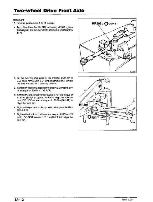 AGCO Allis 8745, 8765 Tractors Service Manual Workshop Guide