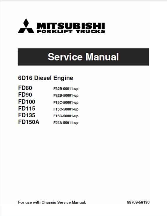 Mitsubishi FD80, FD90 Forklift Lift Truck Service Manual
