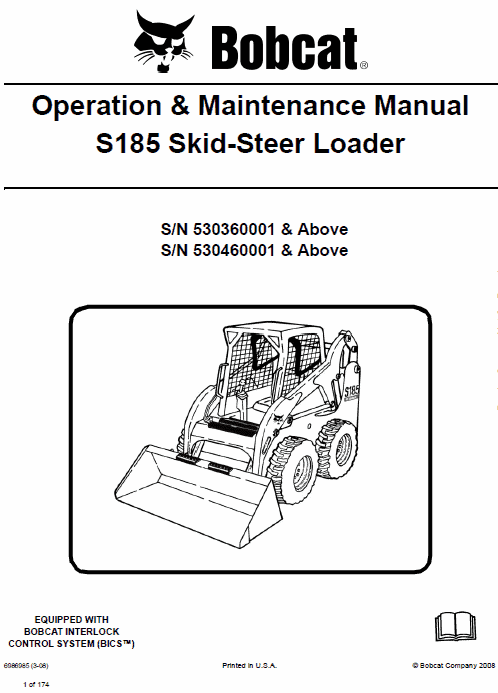 Bobcat S185 Skid-Steer Loader Service Manual Workshop Guide