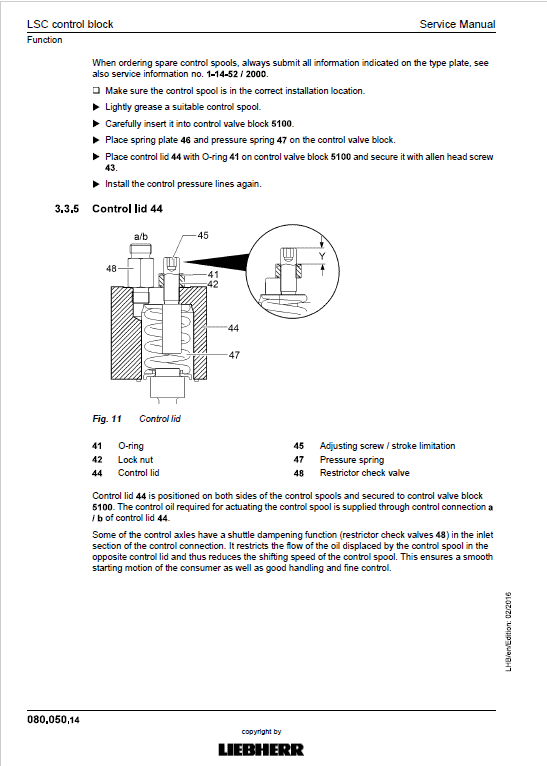 Liebherr A922 Rail Litronic Tier 4i Excavator Service Manual