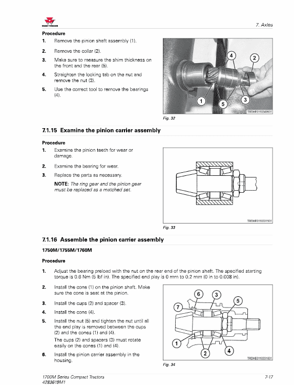 Massey Ferguson 1735M, 1740M, 1750M, 1755M, 1760M Tractor Manual Workshop Guide