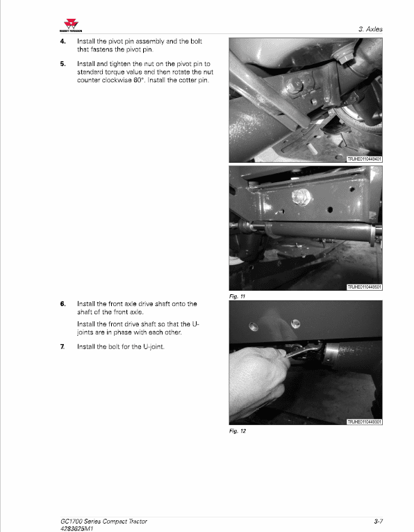 Massey Ferguson GC1723E, GC1725M Tractor Service Manual Workshop Guide