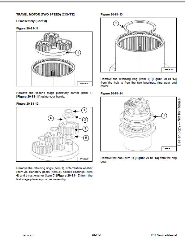 Bobcat E19 Excavator Repair Service Manual
