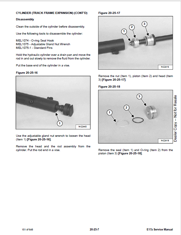 Bobcat E17Z Excavator Repair Service Manual
