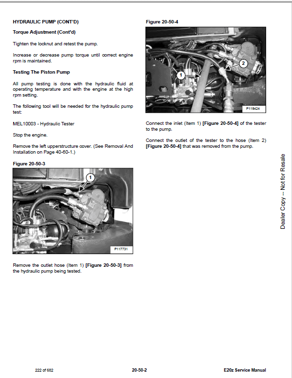 Bobcat E20Z Excavator Repair Service Manual