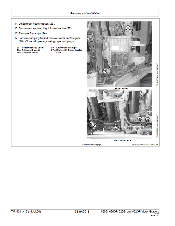 John Deere 620G, 620GP, 622G, 622GP Grader Technical Manual (S.N F680878 & L700954 – ) Workshop Guide