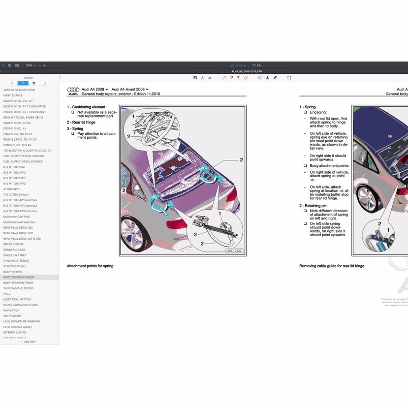 AUDI A4 B8 2008-2016 Full Manual Set – Repair & Maintenance Manual