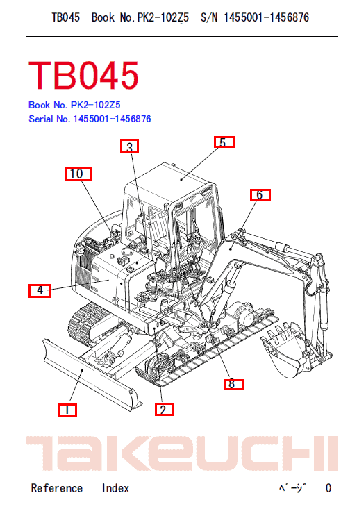 Takeuchi TB045 Compact Excavator Service Manual Workshop Guide