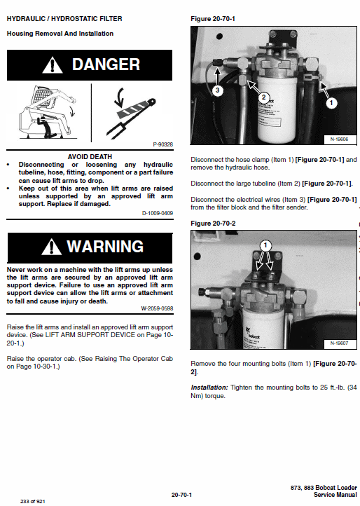 Bobcat 873 and 883 G-Series Skid-Steer Loader Service Manual Workshop Guide