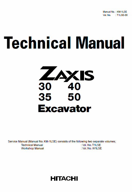 Hitachi ZX30, ZX35, ZX40 and ZX50 ZAXIS Excavator Service Repair Manual Workshop Guide