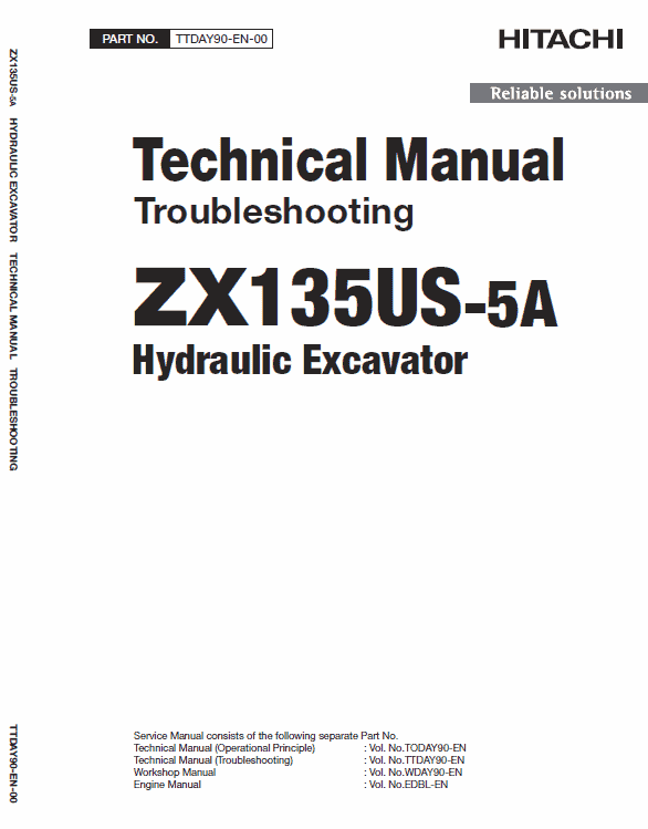 Hitachi ZX135US-5A Excavator Service Repair Manual Workshop Guide