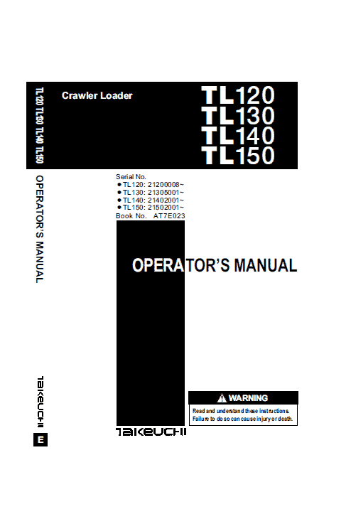 Takeuchi TL140 Loader Service Manual Workshop Guide