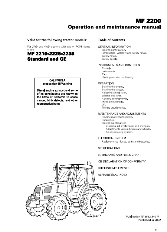 Massey Ferguson 2210, 2225, 2235 Tractor Service Manual Workshop Guide