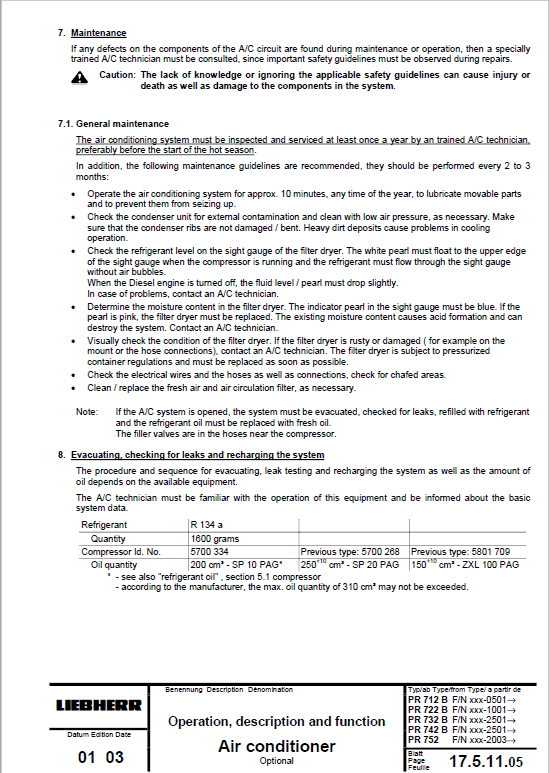 Liebherr PR 712, PR 722, PR 732, PR 742, PR 752 Crawler Dozer Service Manual