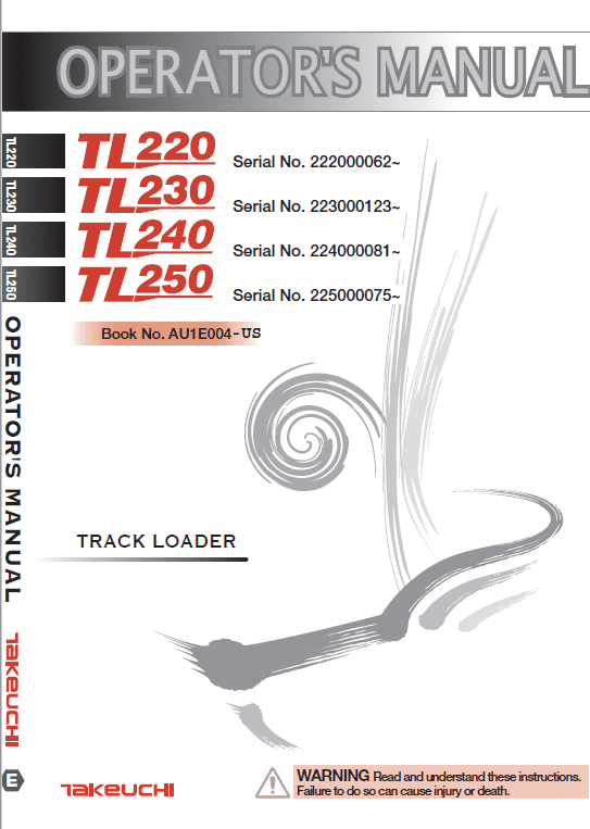 Takeuchi TL220 Loader Service Manual Workshop Guide