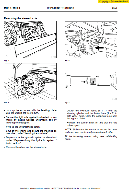 New Holland MH6.6 and MH8.6 Excavator Manual Workshop Guide