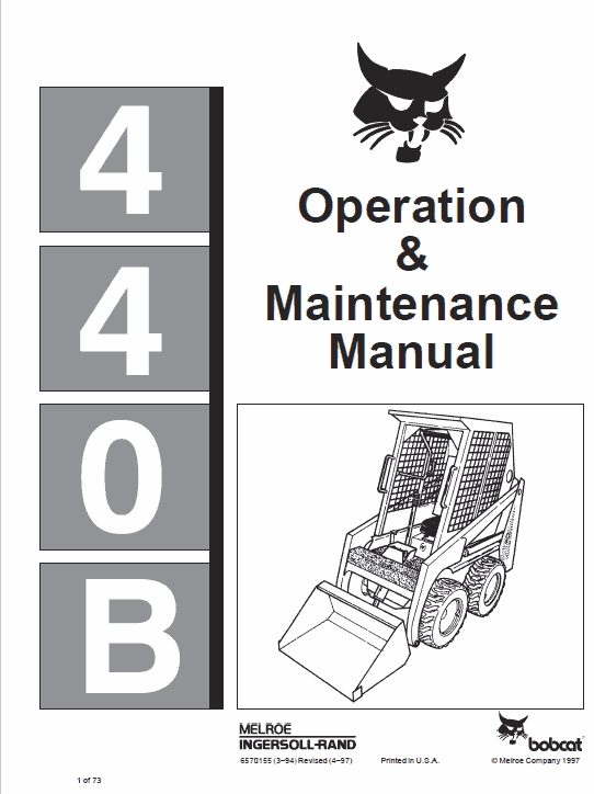 Bobcat 440B Skid-Steer Loader Service Manual Workshop Guide
