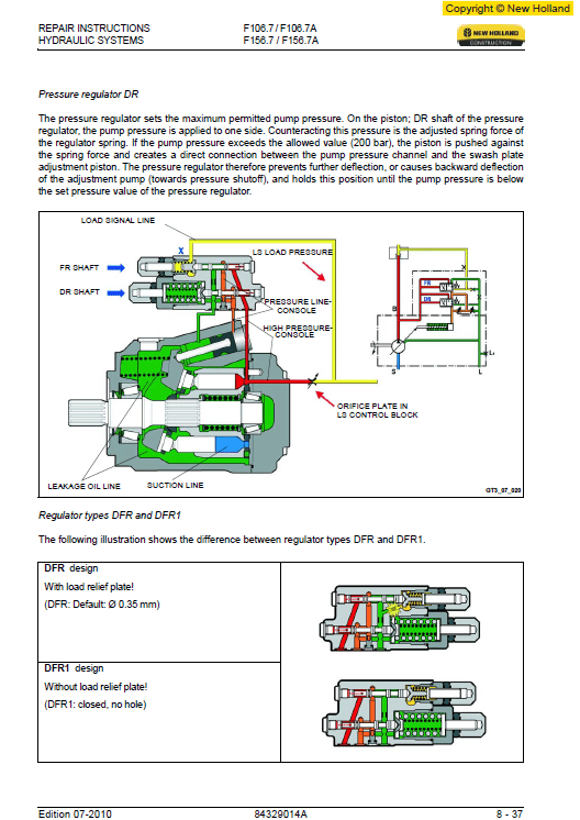 New Holland F106.7 and F156.7 Grader Manual Workshop Guide