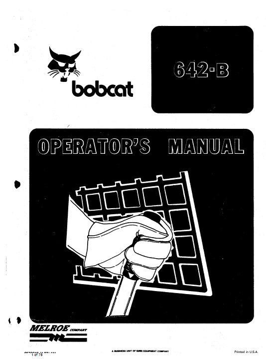 Bobcat 642B Skid-Steer Loader Service Manual Workshop Guide