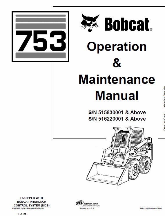 Bobcat 753 G-Series Skid-Steer Loader Service Manual Workshop Guide