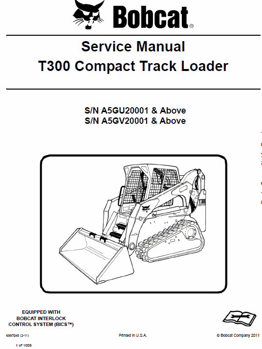 Bobcat T300 Loader Service Manual Workshop Guide