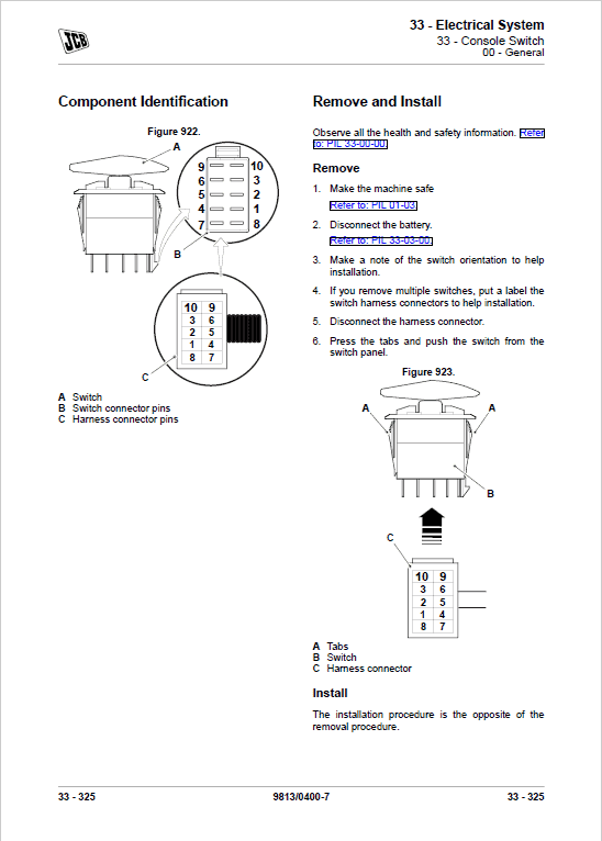 JCB JS140, JS200, JS205, JS215 Excavator Service Manual