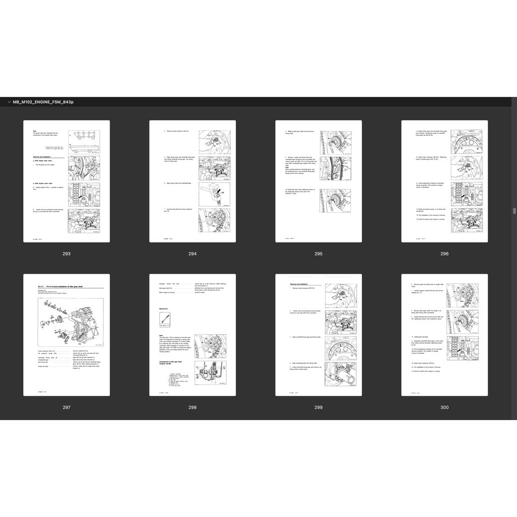 MERCEDES-BENZ M102 ENGINE 1.8–2.5 L 8V-16V 1980–1996 Full Manual Set – Repair & Maintenance Manual