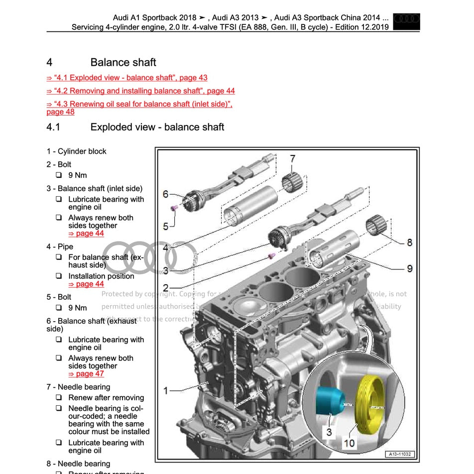 AUDI ENGINE Workshop Repair Manual