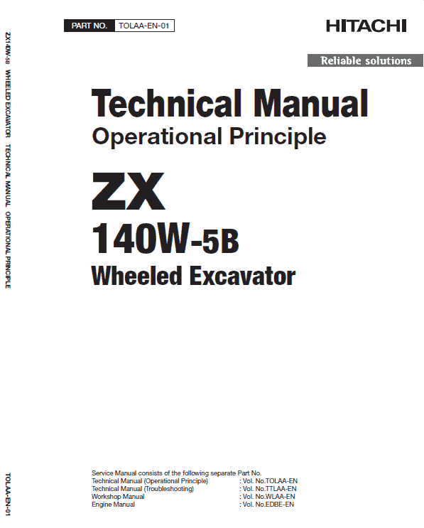 Hitachi ZX140W-5B Excavator Service Repair Manual Workshop Guide