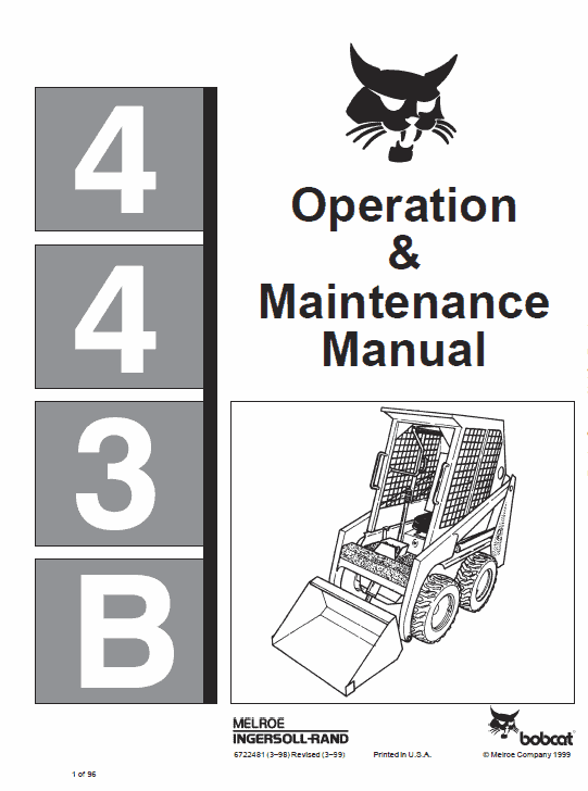 Bobcat 440, 443 and 443B Skid-Steer Loader Service Manual Workshop Guide