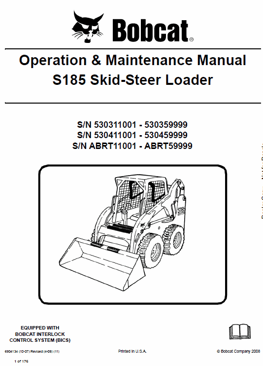 Bobcat S175 and S185 Skid-Steer Loader Service Manual Workshop Guide