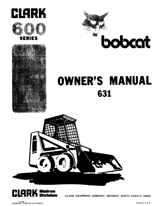 Bobcat 630, 631 and 632 Skid-Steer Loader Service Manual Workshop Guide