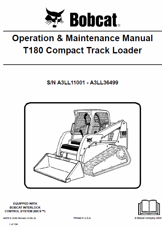 Bobcat T180 Compact Loader Service Manual Workshop Guide