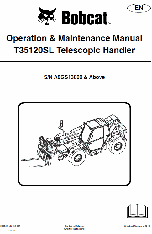 Bobcat T35100, T35100S, T35100L, T35100SL, T35120L, T35120SL Telescopic Manual Workshop Guide