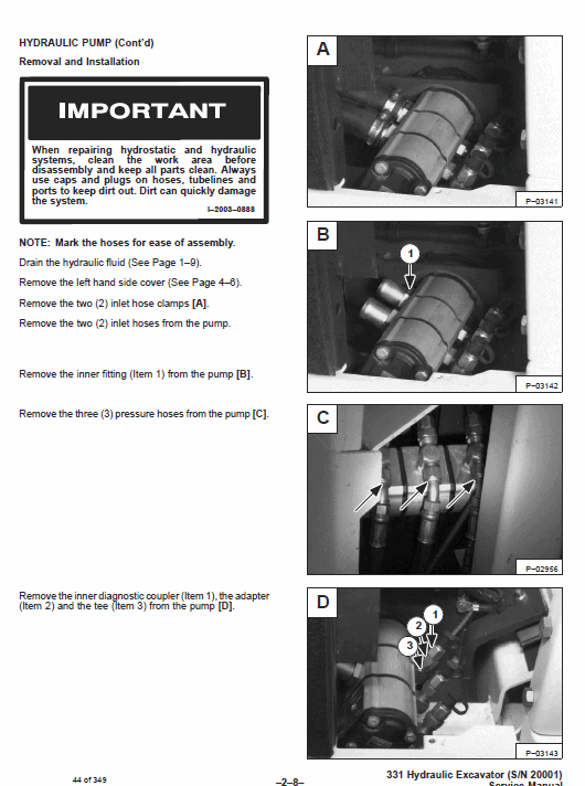 Bobcat X331, X331E and X334 Excavator Service Repair Manual Workshop Guide