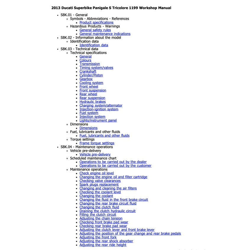 DUCATI PANIGALE Senna 1199 2012-2014 Full Manual Set – Repair & Maintenance Manual and Spare Parts Catalog and User Handbook