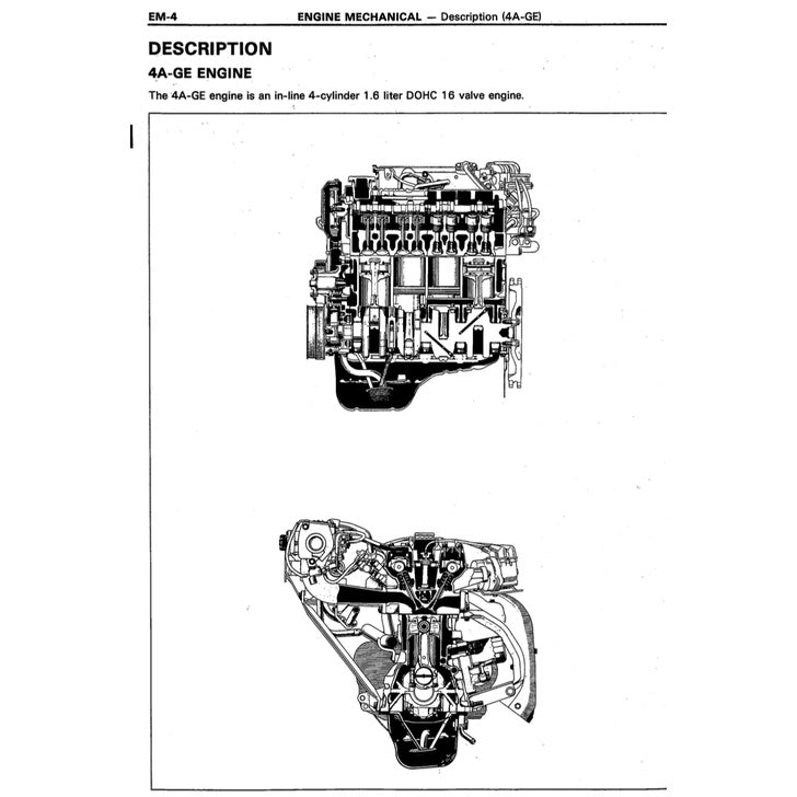 TOYOTA ENGINE 4A-FE / 4A-GE 16V Full Manual Set – SERVICE REPAIR WORKSHOP MANUAL