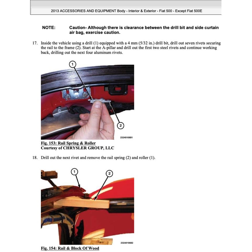 FIAT 500 C 2007-2019 Full Manual Set – CONVERTIBLE ROOF SERVICE & REPAIR MANUAL