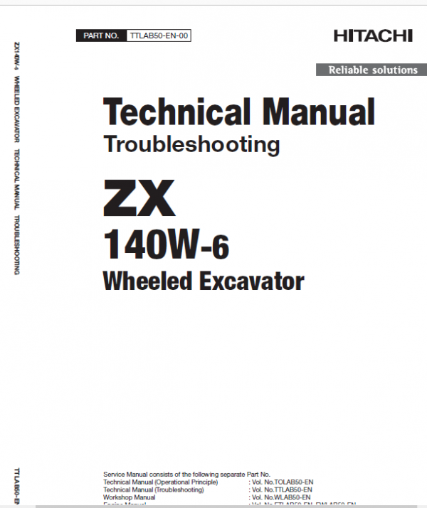 Hitachi ZX140-3 and ZX140-6 Excavator Service Repair Manual Workshop Guide