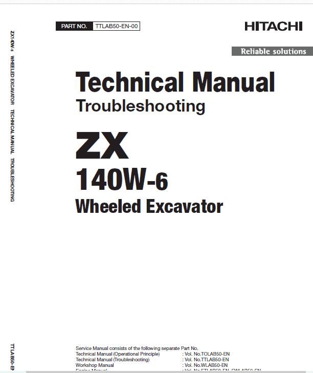 Hitachi ZX140-3 and ZX140-6 Excavator Service Repair Manual Workshop Guide