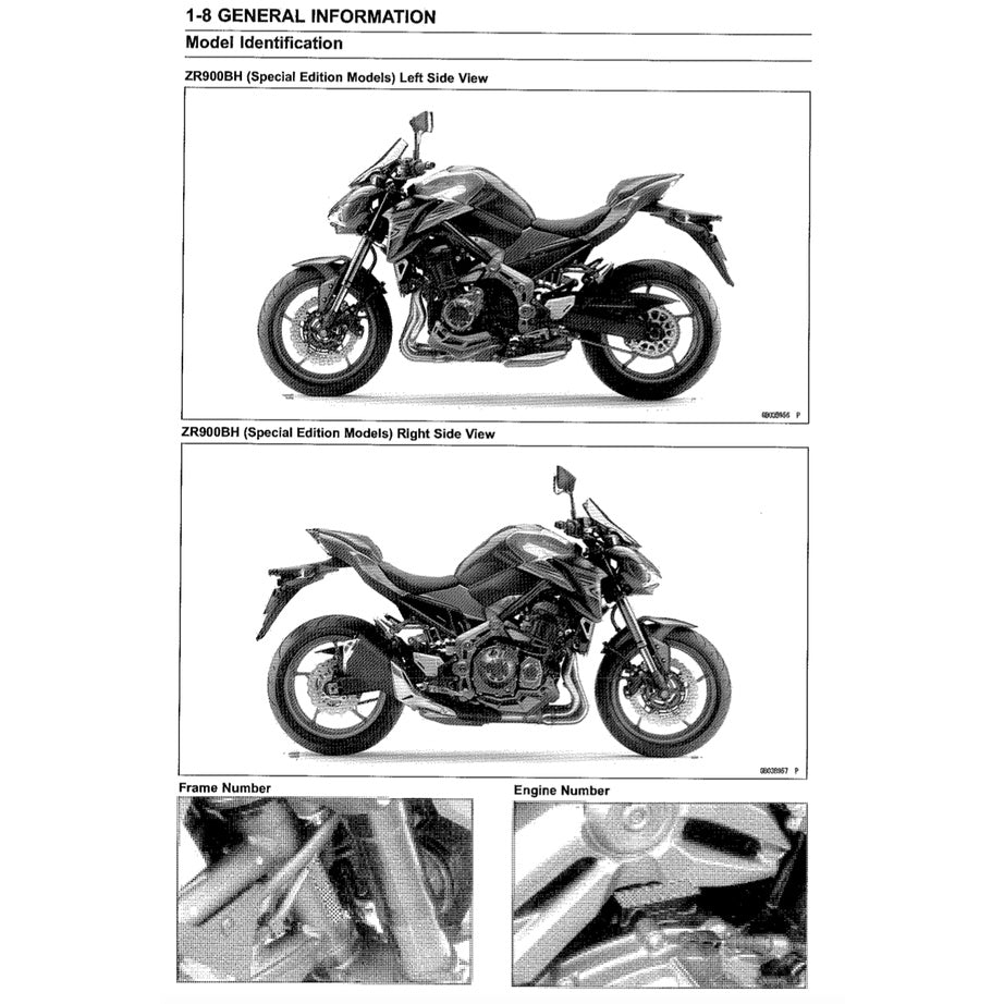 KAWASAKI Z900 ABS 2017+ Full Manual Set – Repair & Maintenance Manual and Spare Parts Catalog and User Handbook