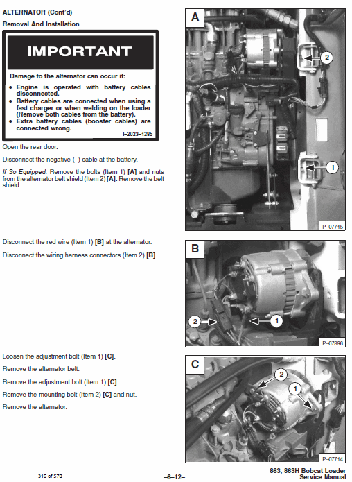 Bobcat 863 and 863H Skid-Steer Loader Service Manual Workshop Guide