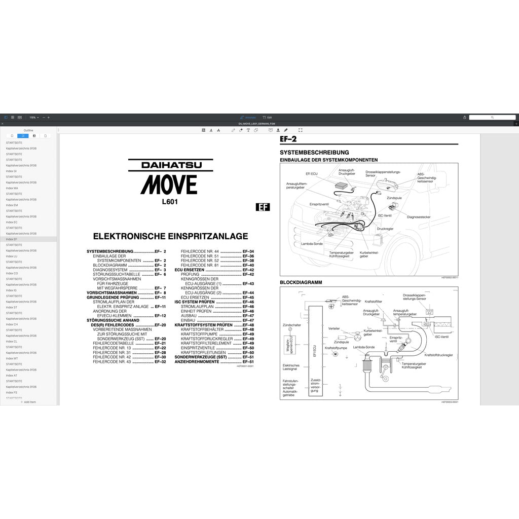 DAIHATSU MOVE L601 GERMAN LANGUAGE EDITION 1995-1998 Full Manual Set – Repair & Maintenance Manual