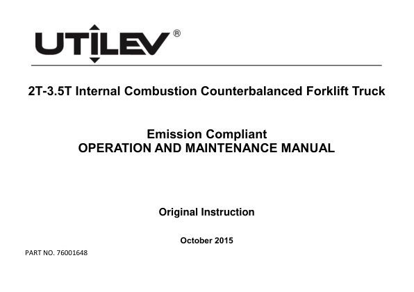 Utilev UT20-32C Forklift A273 Series Repair Manual Workshop Guide
