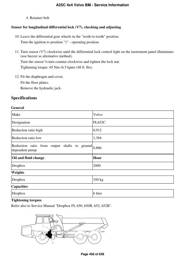 Volvo A25C 4×4 BM Articulated Dump Truck Repair Service Manual Workshop Guide