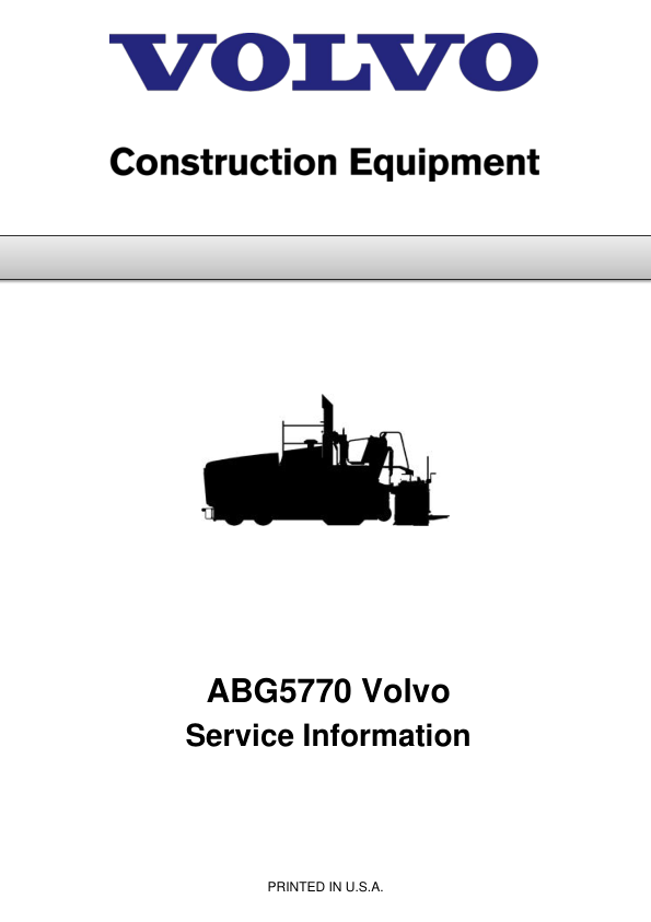 Volvo ABG5770 Pavers Repair Service Manual Workshop Guide