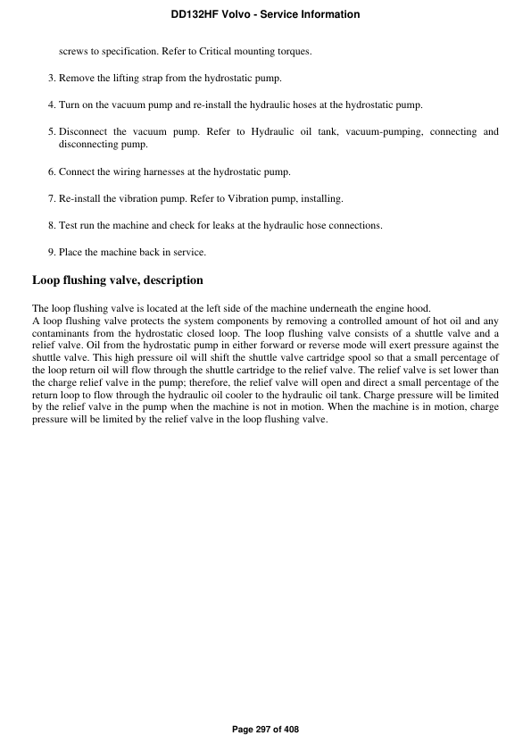 Volvo DD132HF Asphalt Compactors Repair Service Manual Workshop Guide