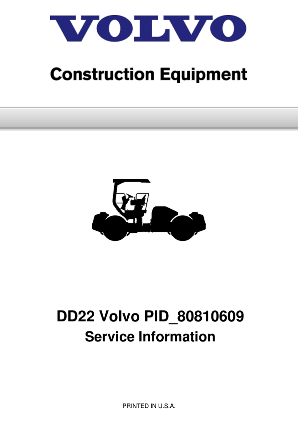Volvo DD22 Asphalt Compactors Repair Service Manual Workshop Guide